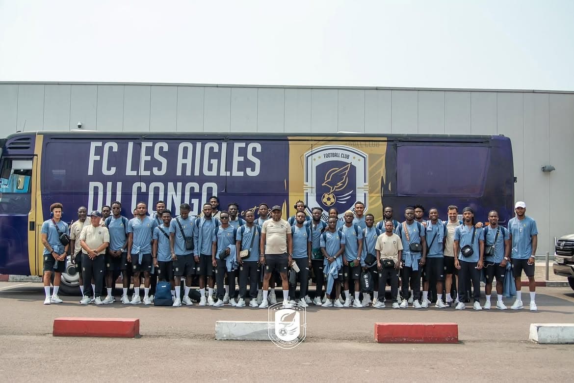 L'équipe première des Aigles du Congo sur la pelouse